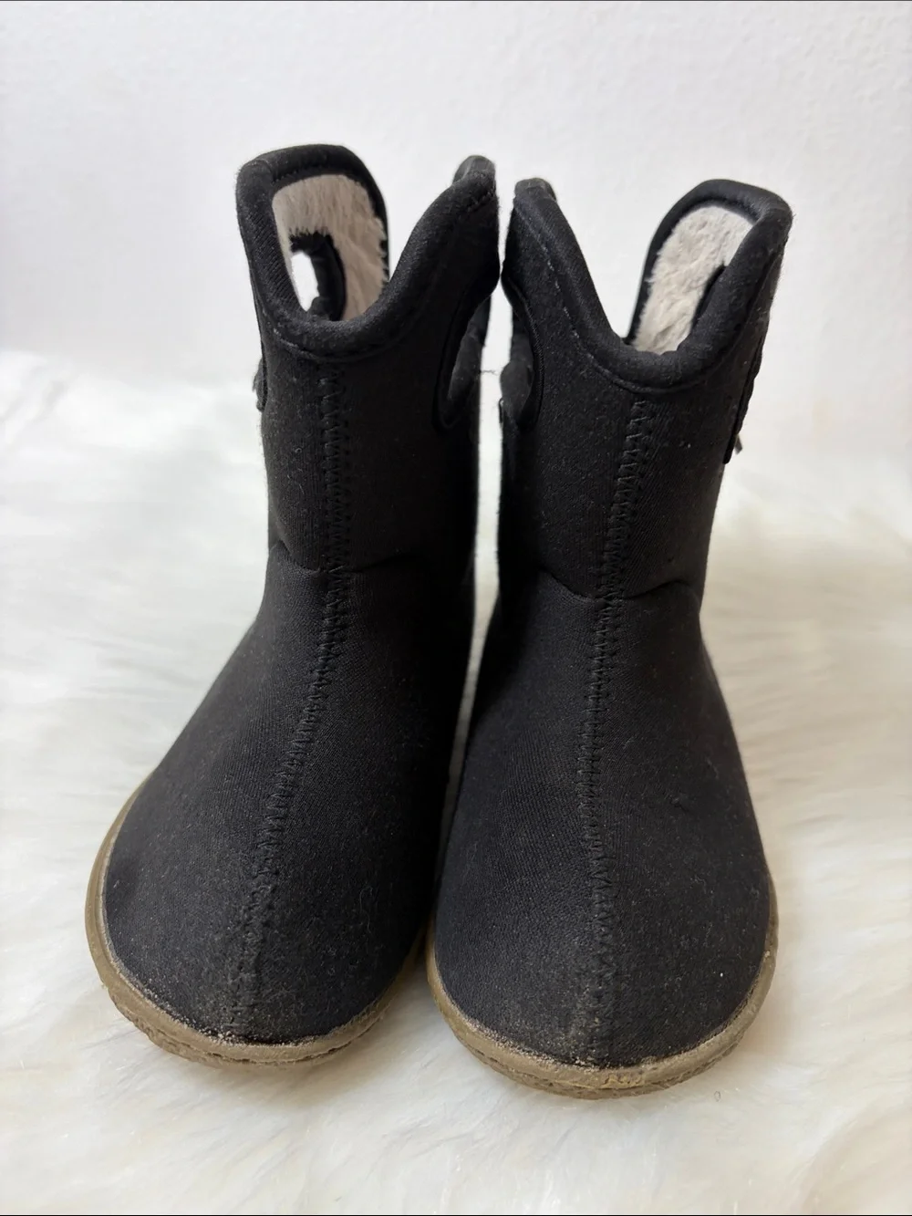 Bogs Black Winter Rain Snow Boots with Soft Faux-Fur Lining